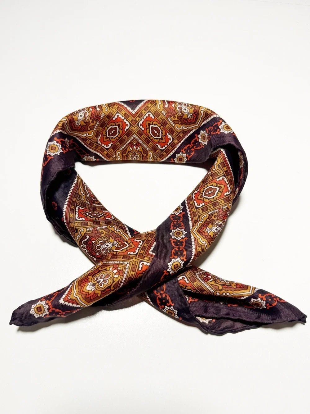 Vintage Square Scarf Hand-Rolled Edges